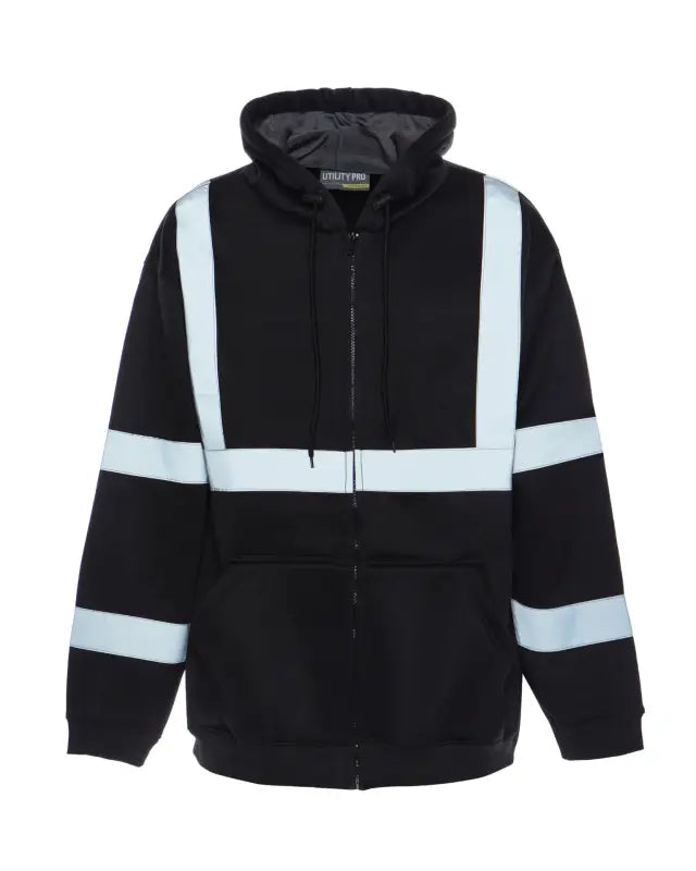 Black UHV424 HiVis Sweatshirt with reflective safety stripes on chest and arms