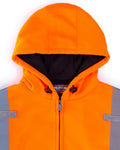 Bright orange UHV425 HiVis Soft Shell Full Zip Hoodie with reflective shoulder strips