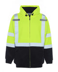 High-visibility UHV425 HiVis Soft Shell Full Zip Hoodie with reflective stripes
