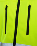 Neon yellow UHV427 HiVis Soft Shell Jacket with black zipper details for utility pro use