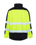 High-visibility UHV427 HiVis Soft Shell Jacket with black panels and reflective stripes