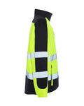 High-visibility UHV427 HiVis Soft Shell Jacket with black panels and reflective stripes