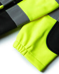 High-visibility neon yellow UHV427 HiVis Soft Shell Jacket with gray reflective stripes