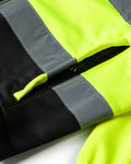 High-visibility UHV427 HiVis Soft Shell Jacket in black and neon yellow with reflective panels