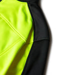 Neon yellow and black fabric seam detail on UHV427 HiVis Soft Shell Jacket by Utility Pro