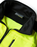 High-visibility neon yellow Utility Pro UHV427 HiVis Soft Shell Jacket with black details