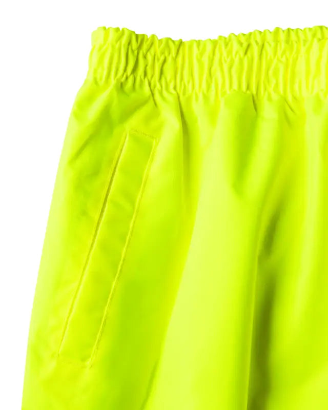 Neon yellow athletic shorts with elastic waistband for UHV452P HiVis Pro Grade Rain Pants