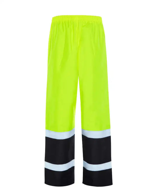 High-visibility UHV452P HiVis Pro Grade Rain Pants with reflective stripes and neon yellow