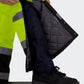 Quilted black UHV500 HiVis Lined Bib Overalls with reflective safety stripes for winter work