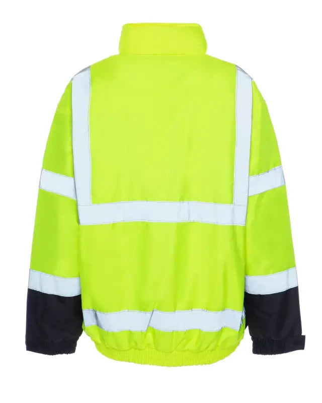 High-visibility yellow UHV562 HiVis quilt lined bomber jacket with reflective stripes