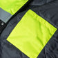 Neon yellow and charcoal gray UHV562 HiVis Quilt Lined Bomber Jacket with pocket