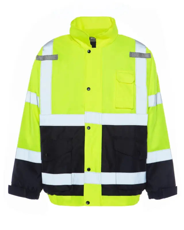 High-visibility UHV562 HiVis Quilt Lined Bomber Jacket with reflective stripes