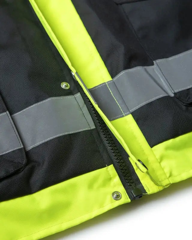 High-visibility UHV562 HiVis quilt lined bomber jacket with reflective stripes and zipper