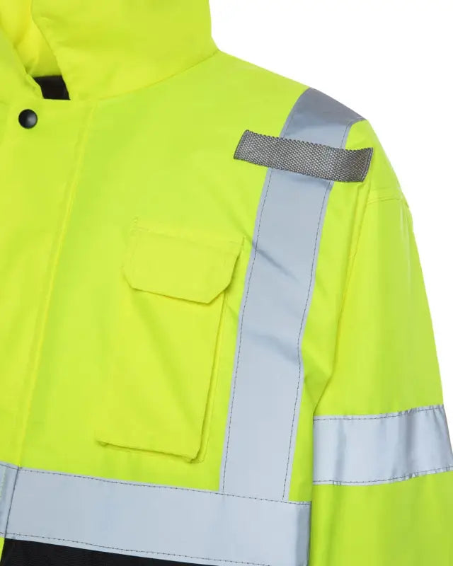 High-visibility UHV562 HiVis Quilt Lined Bomber Jacket with reflective stripes and pockets