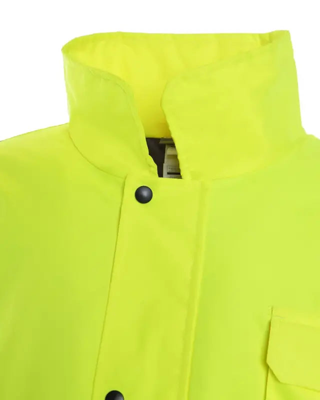 Neon yellow UHV562 HiVis quilt lined bomber jacket with black buttons for visibility