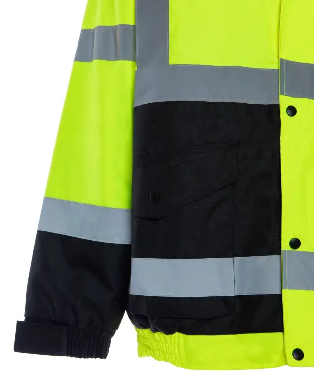 High-visibility UHV562 HiVis Quilt Lined Bomber Jacket with reflective stripes