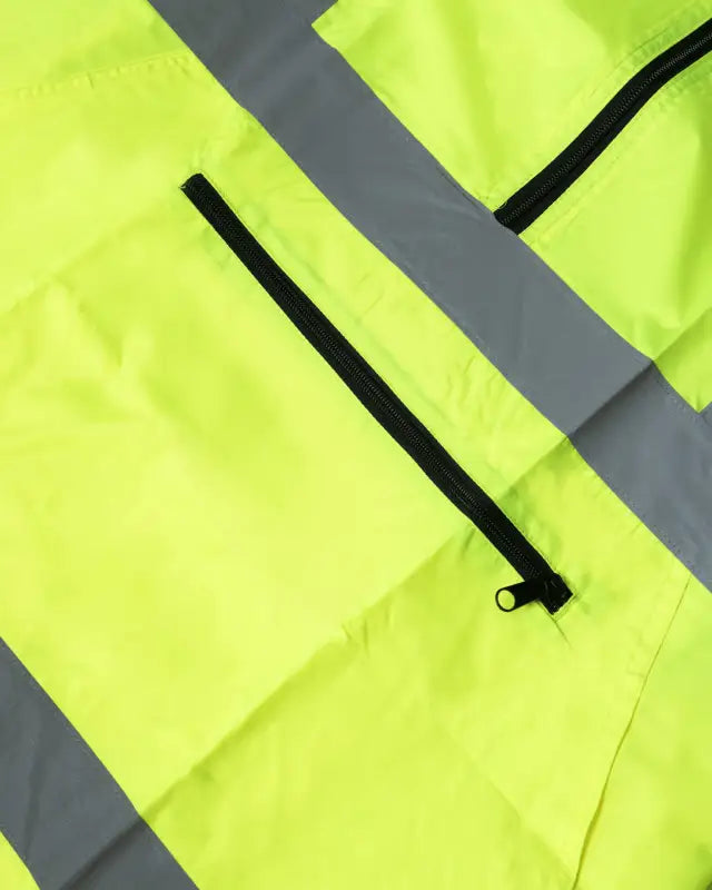 High-visibility yellow UHV658 HiVis Pack Anorak with reflective gray stripes