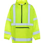 High-visibility neon yellow UHV658 HiVis Pack Anorak with reflective stripes and hood