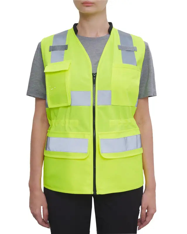 High-visibility yellow UHV661 HiVis Women’s Contractor Vest with reflective stripes