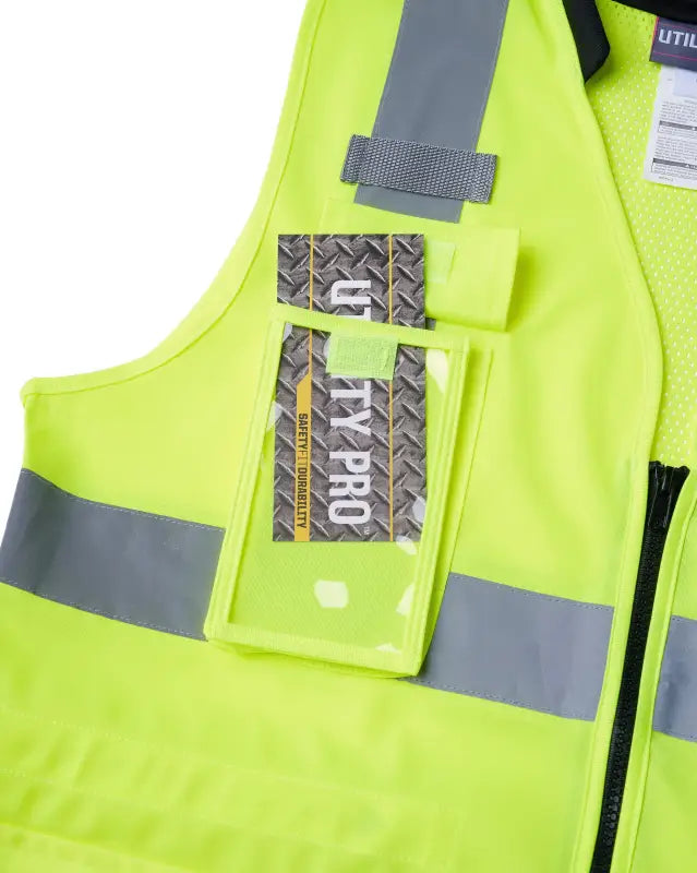 High-visibility neon yellow UHV661 HiVis Women’s Contractor Vest with reflective stripes