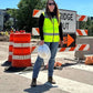 Construction worker in UHV662 HiVis Women’s Nylon Vest at a road work site