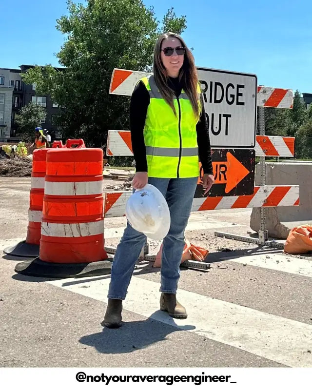 Construction worker in UHV662 HiVis Women’s Nylon Vest at a road work site