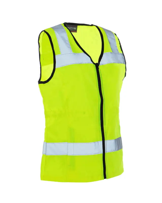 High-visibility UHV662 HiVis Women’s Nylon Vest with pockets, reflective stripes, and black trim