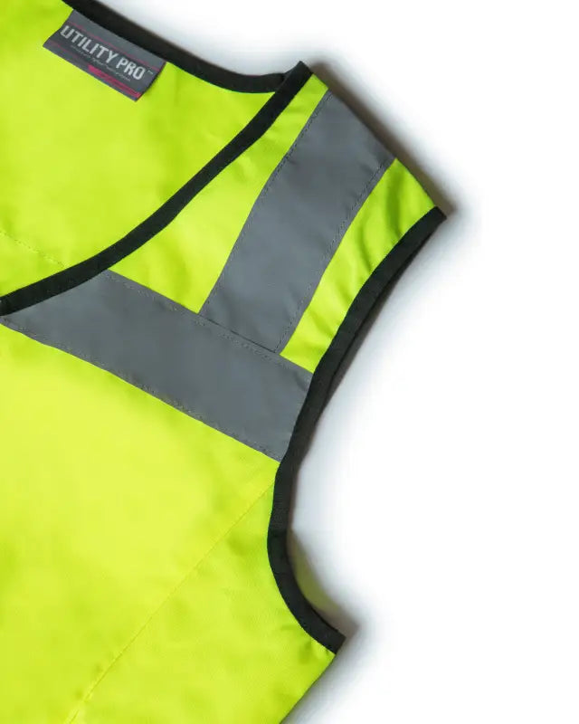 High-visibility neon yellow UHV662 HiVis Women’s Nylon Vest with reflective strips and pockets