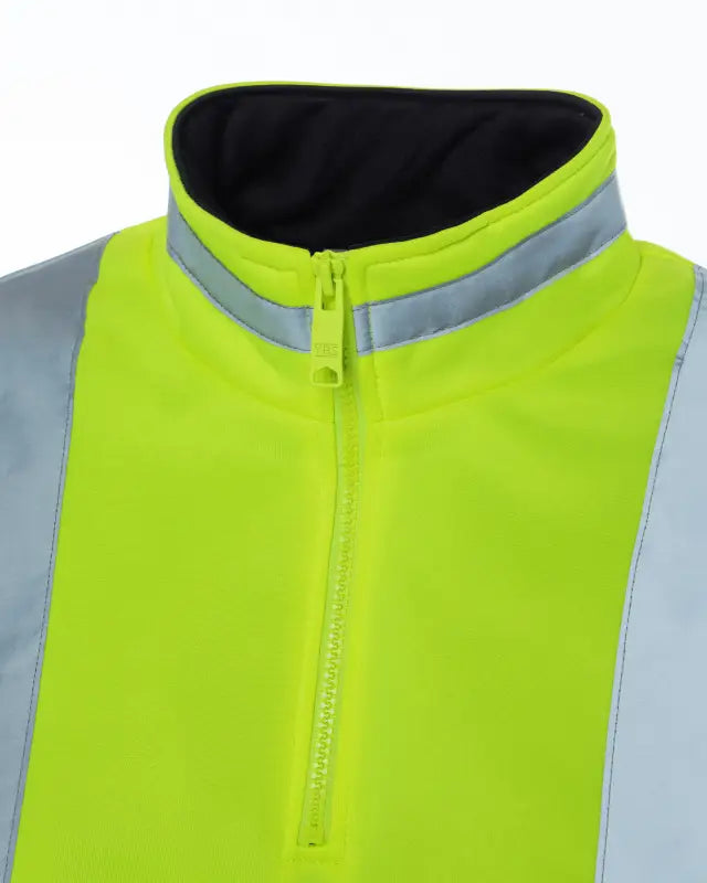 High-visibility neon yellow UHV667 HiVis Women’s 1/4 Zip Soft Shell for job site warmth