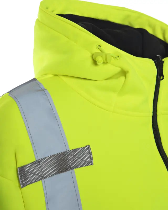 High-visibility yellow UHV773 HiVis Microfleece Soft Shell Jacket with reflective strips