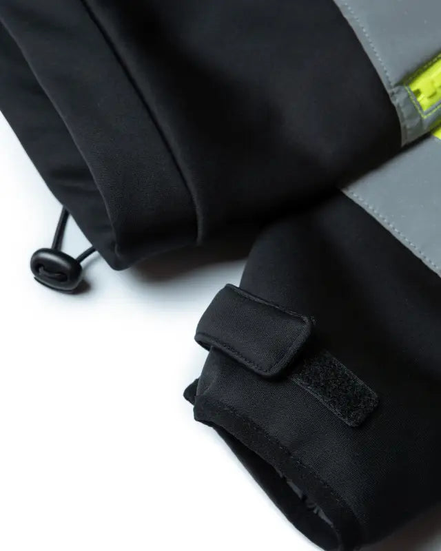 Black soft shell jacket sleeve with adjustable velcro cuff for UHV773 HiVis Microfleece