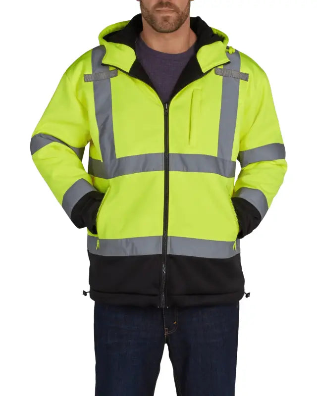 High-visibility UHV773 HiVis Microfleece Soft Shell Jacket with reflective stripes