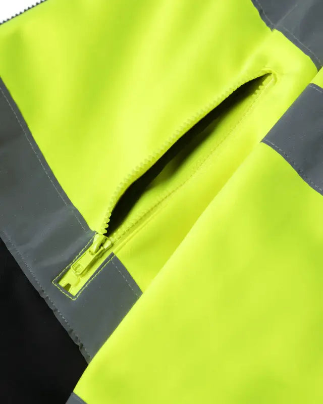 Neon yellow fabric with black zipper detail on UHV773 HiVis Microfleece Soft Shell Jacket