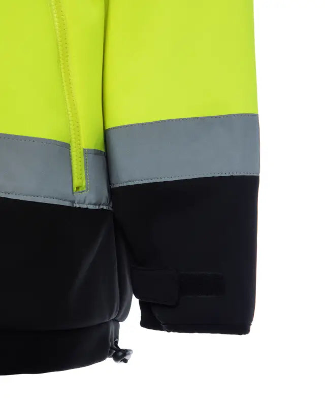 High-visibility UHV773 HiVis Microfleece Soft Shell Jacket in neon yellow and gray