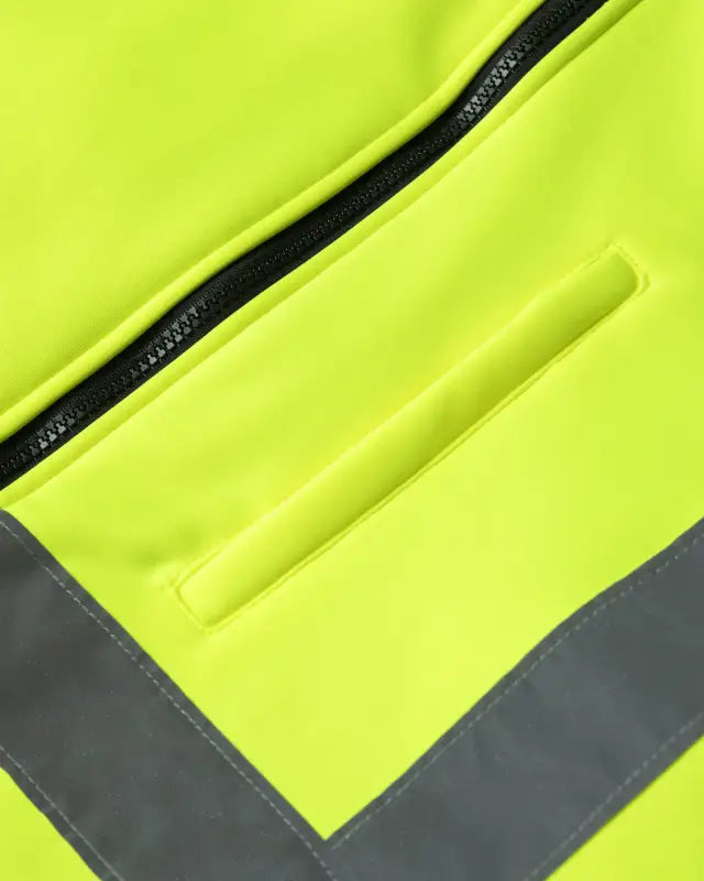 Neon yellow safety vest with reflective stripe on UHV773 HiVis Microfleece Soft Shell Jacket