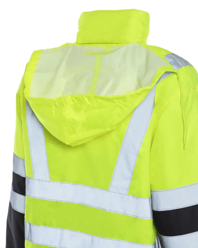 High-visibility yellow UHV821 HiVis Arctic 3-in-1 Jacket with reflective stripes and hood