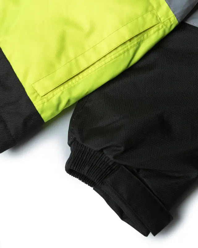 Neon yellow and black UHV821 HiVis Arctic 3-in-1 Jacket with elastic cuff detail