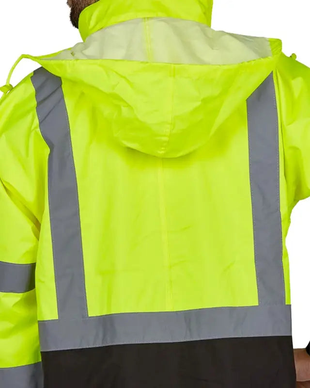 High-visibility UHV822 HiVis Waterproof Rain Jacket with Teflon Fabric Protector and stripes