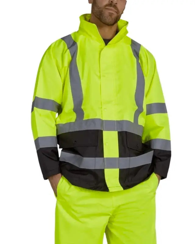 UHV822 HiVis Waterproof Rain Jacket with Teflon™ Fabric Protector - Men’s Rainwear