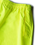 Neon yellow athletic shorts with elastic waistband for UHV823 Hi-Vis Utility Rain Pants