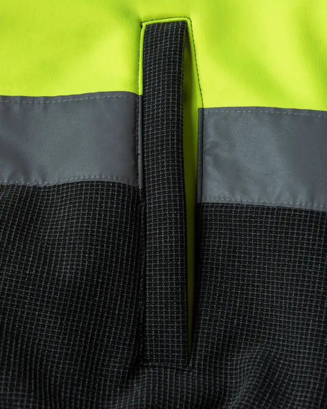 Black mesh fabric with reflective gray and neon yellow stripe for UHV828 HiVis Sport Soft Shell Jacket