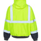 High-visibility yellow UHV829 HiVis Ultra Light Full Zip Hoodie with reflective stripes