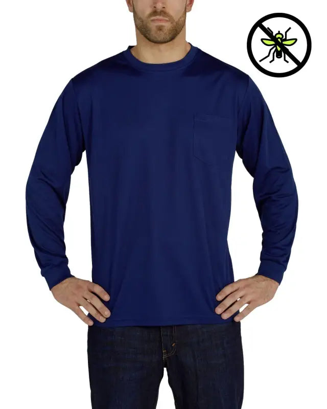 Navy blue UHV856 Long Sleeve Knit Shirt featuring PERIMETER™ Insect Guard technology