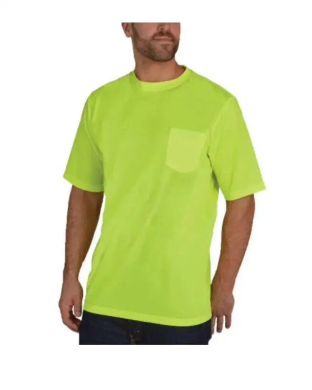 Bright neon yellow UHV866 HiVis short sleeve shirt with chest pocket and PERIMETER™ Insect Guard