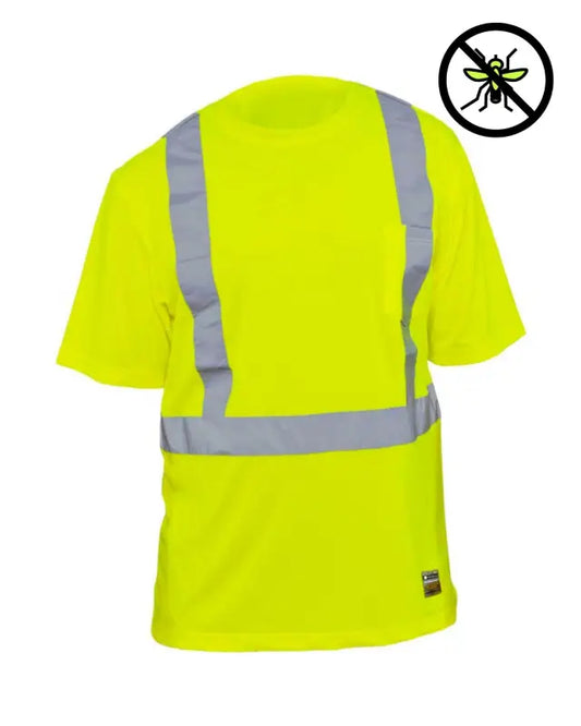 High-visibility yellow UHV868 HiVis Short Sleeve Tee with PERIMETER™ Insect Guard