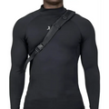 Black compression shirt with diagonal shoulder strap for Ultimate Assault Backpack use