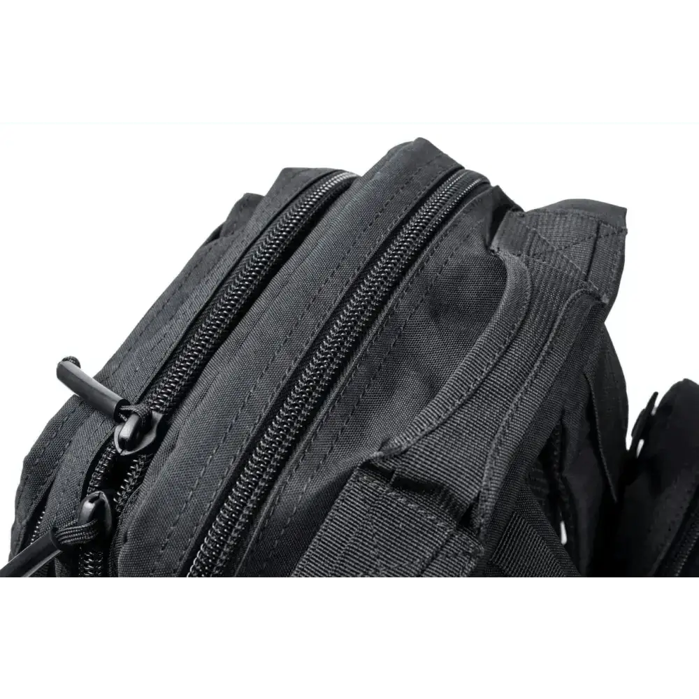 Black Ultimate Assault Backpack with multiple zippered compartments for secure storage