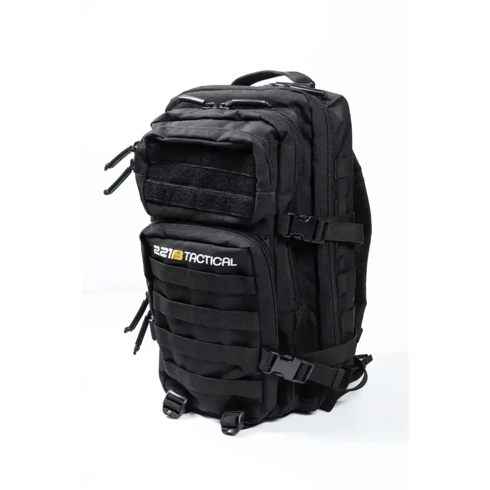 Black tactical military-style Ultimate Assault Backpack with MOLLE webbing and straps