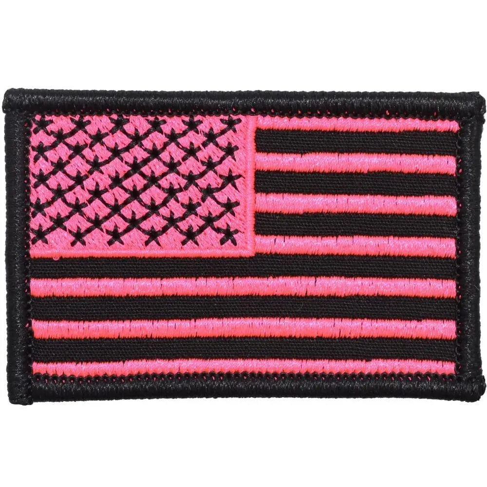 US Flag - 2x3 Patch - Black w/ Hot Pink - Left Face (Forward) - Patches