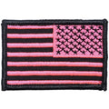 Pink and black embroidered American flag - 2x3 patch with black border